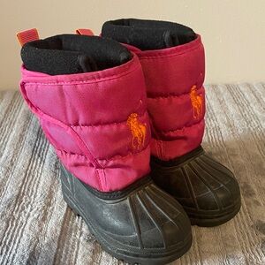 Polo Ralph Lauren Kids Snow Boots Pink Black US 5 Waterproof Winter